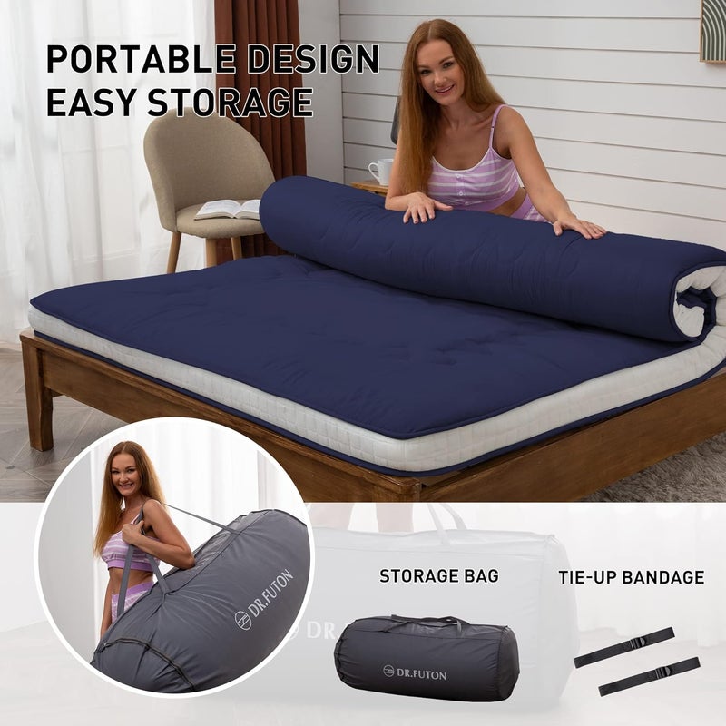 DR.FUTON Japanese Floor Futon Mattress Extra Thick Folding Roll Up Bed Topper Mat for Guest,Lounger and Tavel - Image 5
